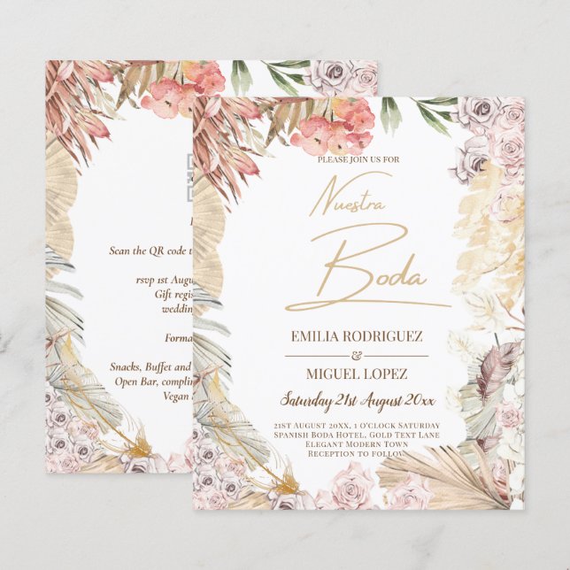 Papier BUDGET BOHO Mariage Inviter téléchargement numériq (Devant / Derrière)