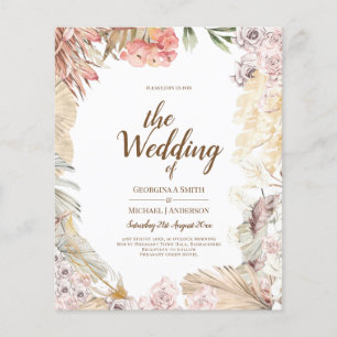 Papier BUDGET BOHO Mariage Inviter téléchargement numériq