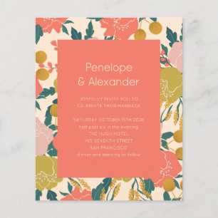 Papier Budget Boho Orange Botanique Faire-part de mariage