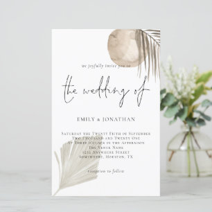 Papier Budget Boho Pampas Faire-part de mariage de script