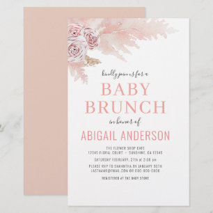 Papier Budget Boho Pampas Grass Baby Brunch Invitation