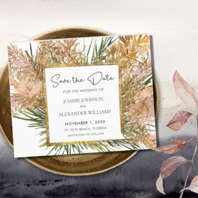 Papier Budget Boho Pampas Mariage Grass Enregistrer la da (Créateur téléchargé)