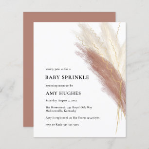 Papier Budget Boho Pampas Rose Grass Bébé Fille Parsemer