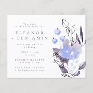 Papier Budget Boho Purple Blue Floral Faire-part de maria