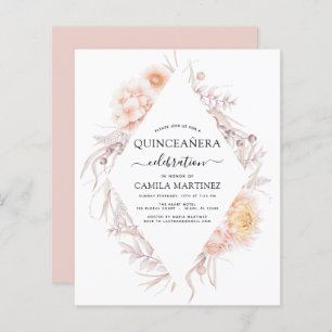 Papier Budget Boho Quinceañera Dusty Pink15e anniversaire