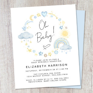 Papier Budget Boho Rainbow Baby Boy Sprinkle Invitation