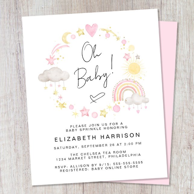 Papier Budget Boho Rainbow Baby Girl Sprinkle Invitation (Créateur téléchargé)