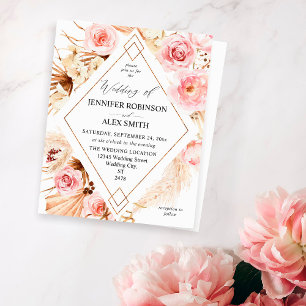 Papier Budget Boho rose & beige Floral Mariage or