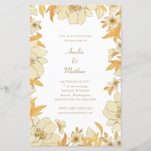 Papier Budget Boho Rustique Jaune Floral Mariage frontièr