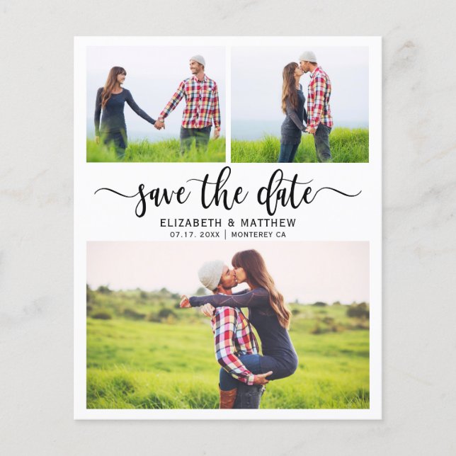 Papier Budget Boho Script Photo Collage Enregistrer La Da (Devant)