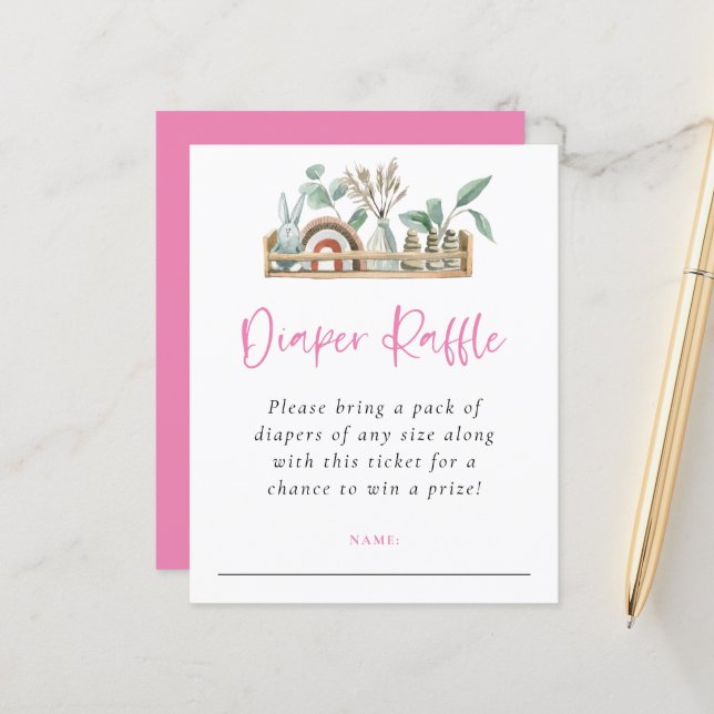 Papier Budget Boho Shelf Jouets Girl Diaper Raffle (Devant/Arrière en situation)