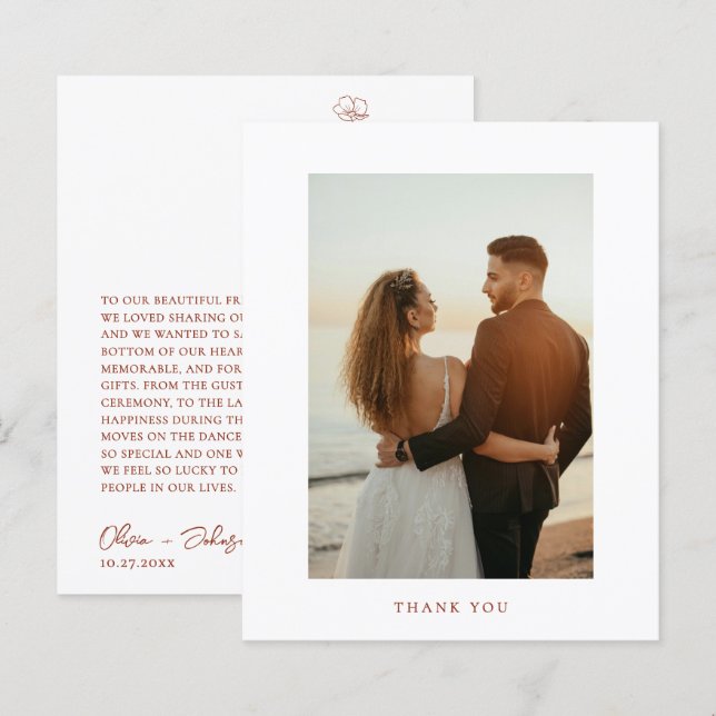 Papier BUDGET Boho Sienna Terracotta Mariage floral (Devant / Derrière)