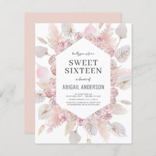 Papier Budget Boho Sweet sixteen Invitation moderne
