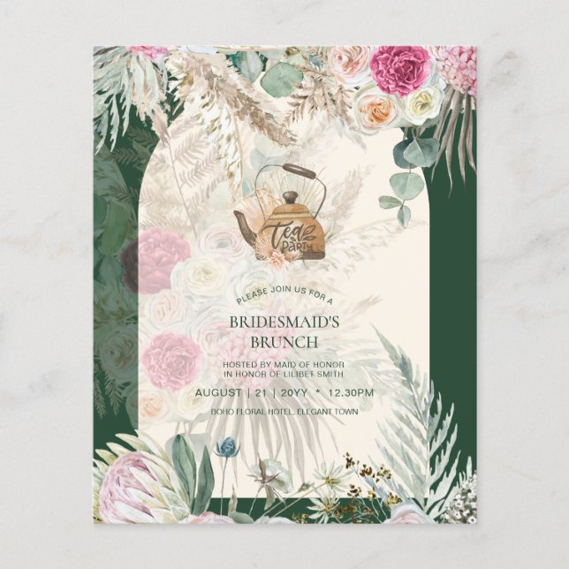 Papier BUDGET Boho TEA PARTY Pampas Grass Fête des mariée (Devant)