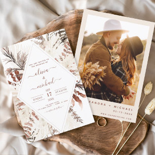 Papier Budget Boho Terracotta Photo Pampas Grass Mariage