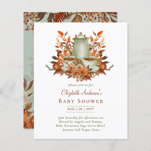 Papier Budget Boho Terracotta Sage Tea Party N'IMPORTE QU (Devant / Derrière)