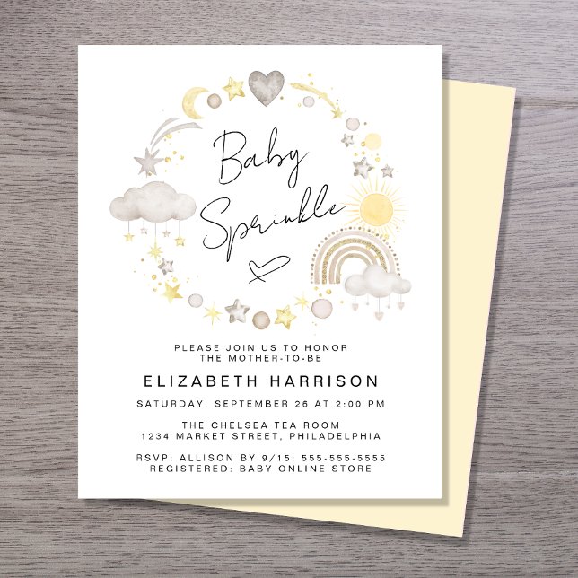 Papier Budget Boho Watercolor Baby Sprinkle Invitation (Créateur téléchargé)