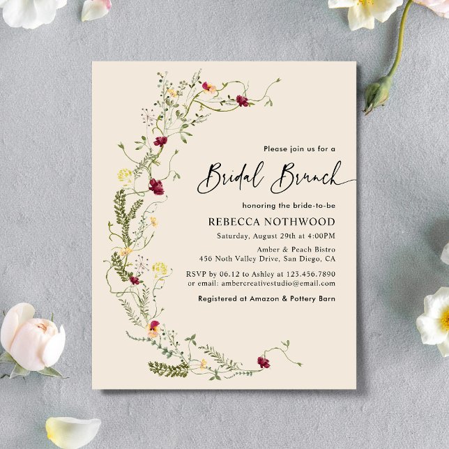 Papier Budget Boho Wreath of Fleur sauvage Bridal Brunch (Créateur téléchargé)