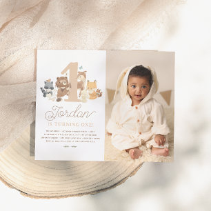 Papier Budget Bois Animaux Première fête d'anniversaire P