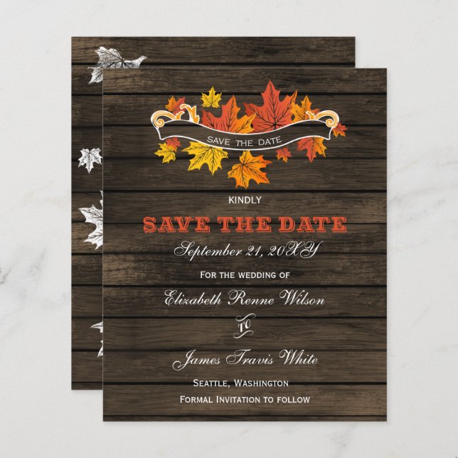 Papier Budget Bois de grange Mariage de automne rustique  (Devant / Derrière)