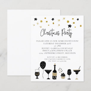 Papier Budget Boissons Gold Noir Invitation de la fête de