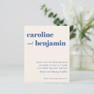Papier Budget Bold Ecru Blue Moderne Faire-part de mariag
