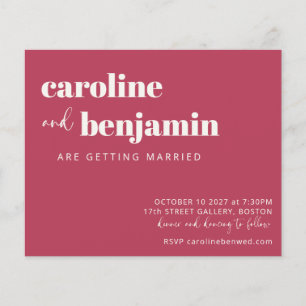 Papier Budget Bold Magenta Faire-part de mariage moderne