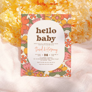 Papier Budget Bonjour Bébé Groovy Fleurs Rétro Baby Showe