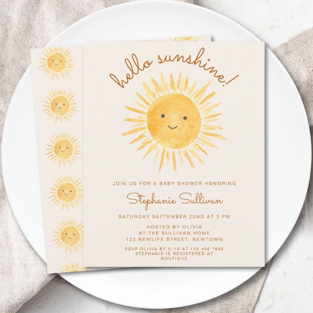 Papier Budget Bonjour Sunshine Boho Baby shower Invitatio (Créateur téléchargé)