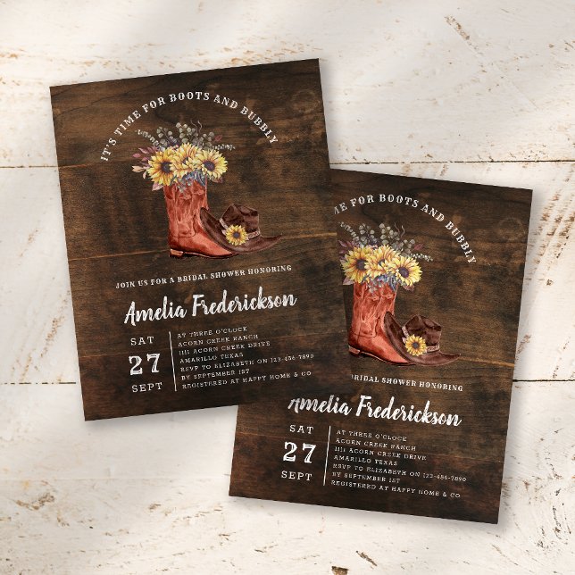 Papier BUDGET Boots et Bubbly nuptiale douche Invitation (Créateur téléchargé)