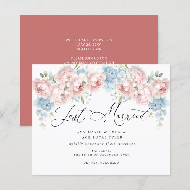 Papier Budget Botanique Blush Floral Mariage Faire-part (Devant / Derrière)