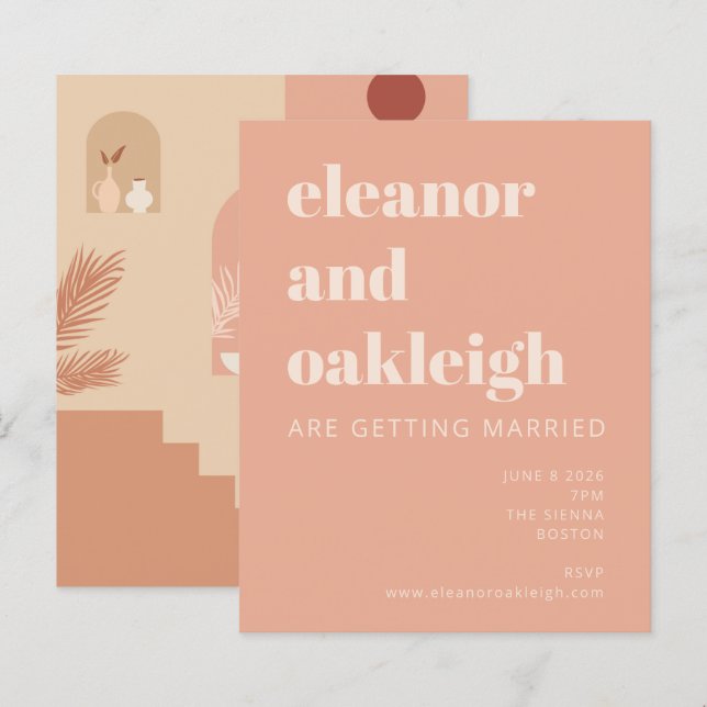 Papier Budget Botanique Boho Terracotta Blush Mariage (Devant / Derrière)