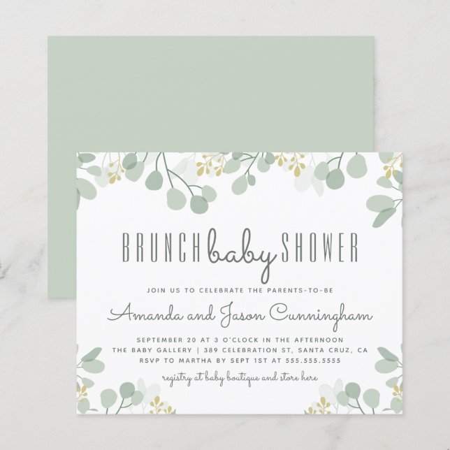 Papier Budget Botanique Eucalyptus Brunch Baby shower (Devant / Derrière)