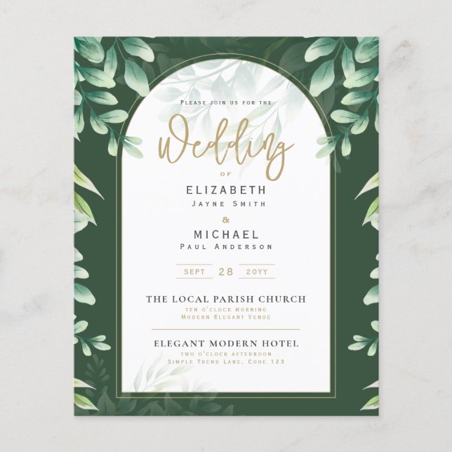 Papier Budget Botanique Eucalyptus Mariage INVITE (Devant)