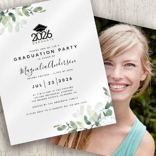 Papier BUDGET Botanique Photo Graduation Party Invitation