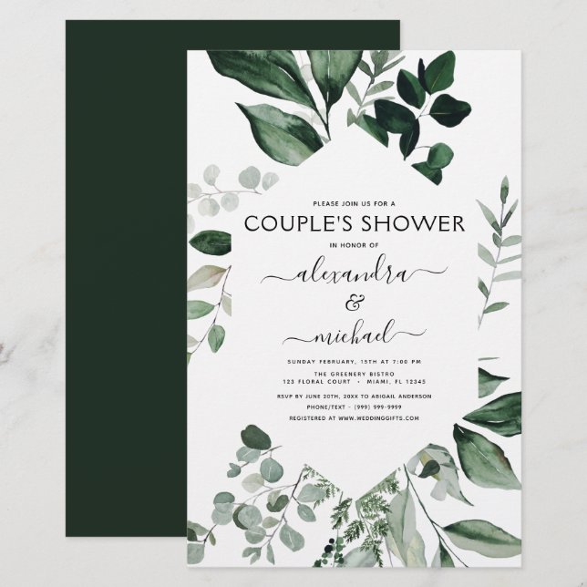 Papier Budget Botanique Verdure Foliage Couple's Shower (Devant / Derrière)