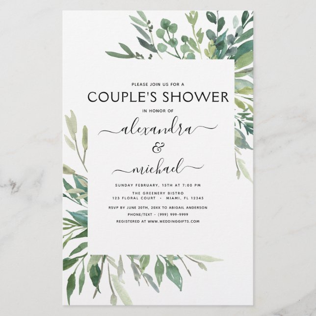 Papier Budget Botanique Verdure Foliage Couple's Shower (Devant)