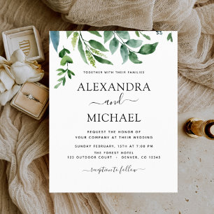 Papier Budget Botanique Verdure Invitations de mariage