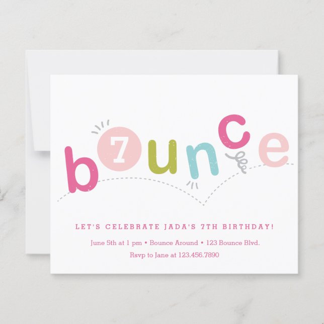 Papier Budget Bounce Kids Age Anniversaire Fête Invitatio (Devant)