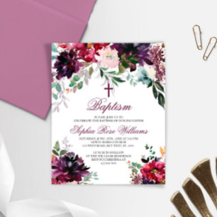 Papier BUDGET Bourgogne Blush Girl Baptême Invitation