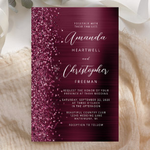 Papier Budget Bourgogne Brossé Mariage Métal Invitation