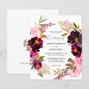 Papier Budget Bourgogne Dusty rose Floral 5 Mariage Papie