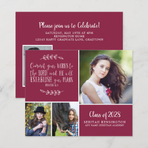 Papier BUDGET Bourgogne Faire-part chrétienne de graduati