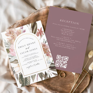 Papier Budget Bourgogne Floral tout en un QR Code Mariage