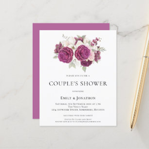 Papier Budget Bourgogne Florals Couples Douche Invitation
