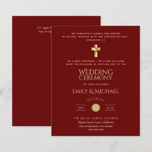 Papier Budget Bourgogne Gold Mariage catholique Invitatio