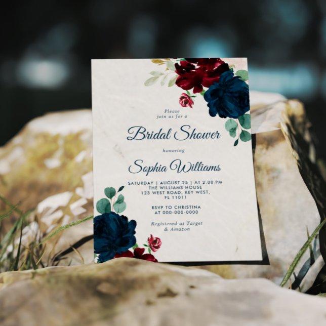 Papier Budget Bourgogne & Marine Nuptiale Douche Invitati (Créateur téléchargé)