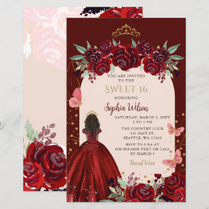Papier Budget Bourgogne Or Floral Princess Sweet 16