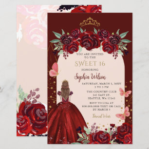 Papier Budget Bourgogne Or Floral Princess Sweet 16