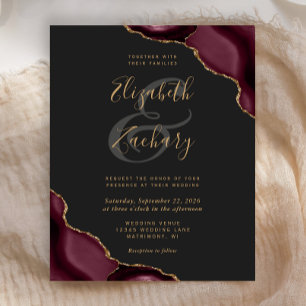 Papier Budget Bourgogne Rouge Agate Corners Mariage foncé